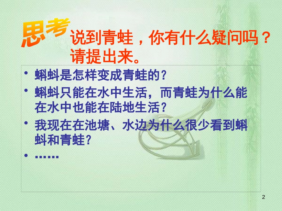 八年级生物上册 第四单元 第二章 第二节 两栖动物的生殖和发育优质课件 （新版）济南版_第2页
