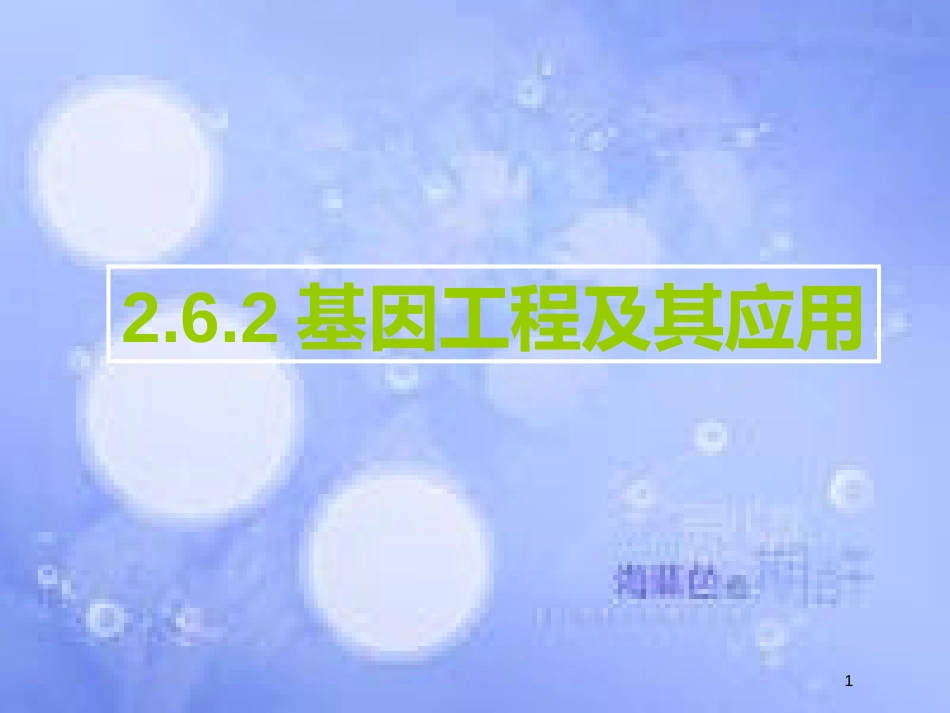 福建省寿宁县高中生物 第六章 从杂交育种到基因工程 6.2 基因工程及其应用课件 新人教版必修2_第1页