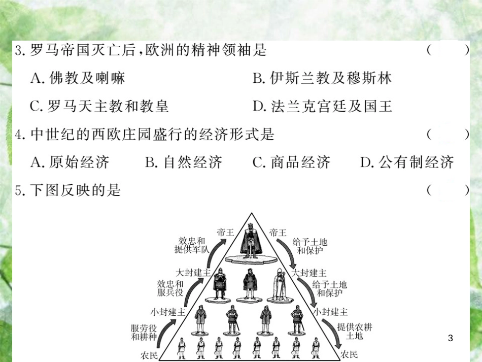 九年级历史上册 第三单元 中古时期的欧亚国家综合测试卷优质课件 岳麓版_第3页