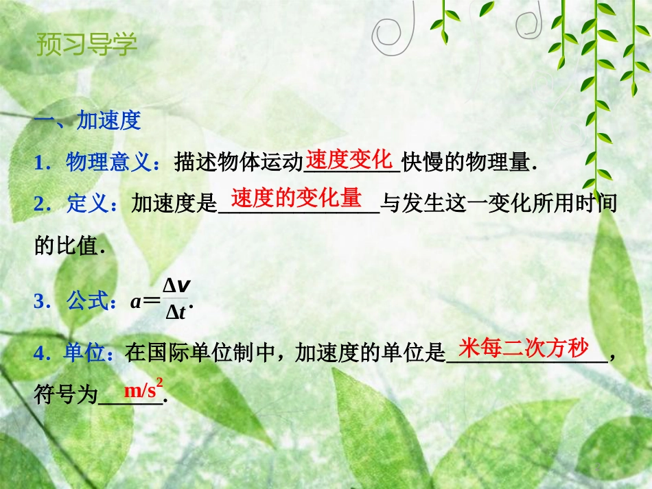 高中物理 第一章 运动的描述 1.5 速度变化快慢的描述——加速度优质课件3 新人教版必修1_第2页