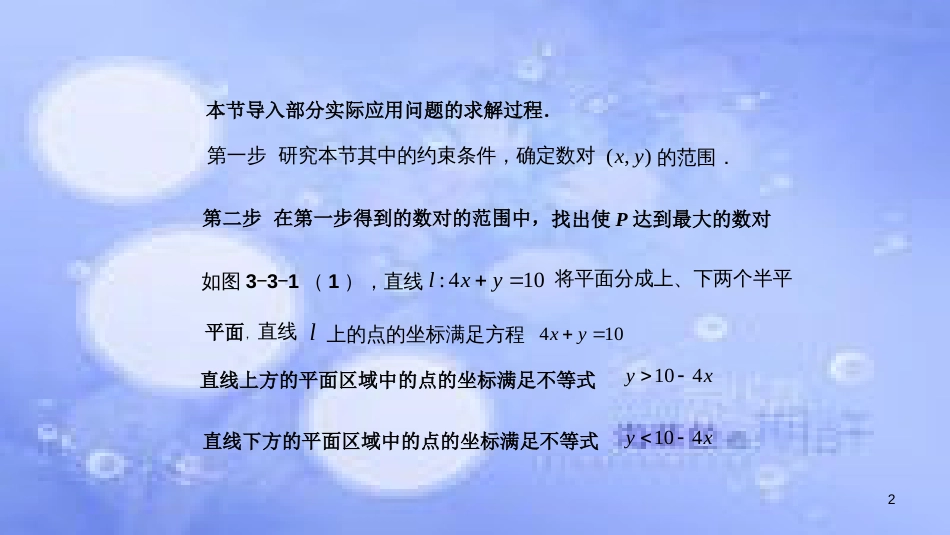 高中数学 第3章 不等式 3.3 二元一次不等式（组）与简单的线性规划问题 3.3.1 二元一次不等式表示的平面区域课件 苏教版必修5_第2页