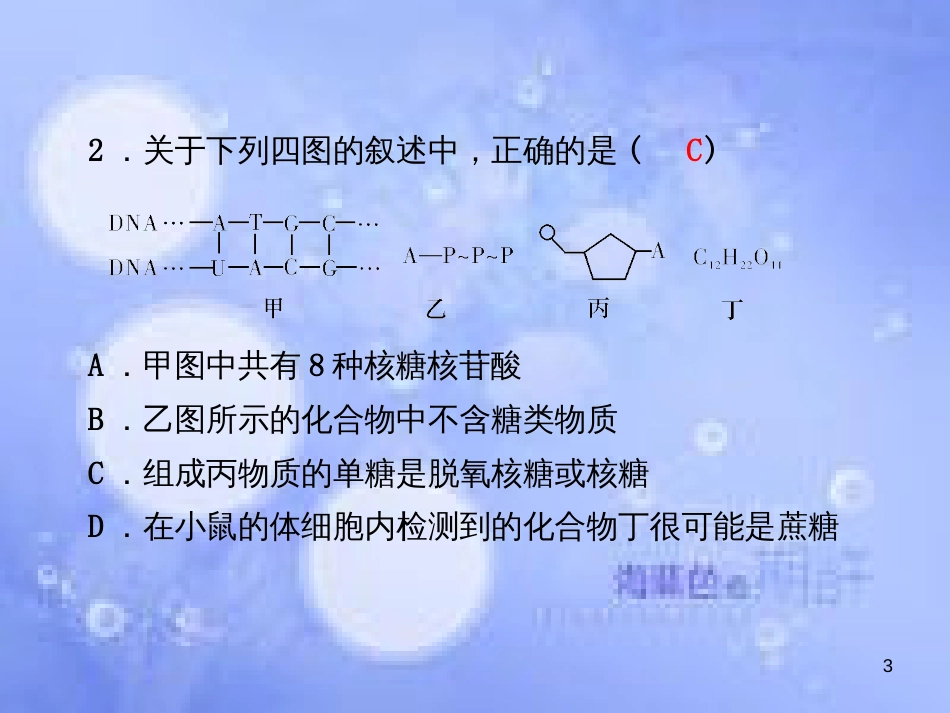 高考生物一轮总复习 第二章 组成细胞的分子课件 新人教版必修1_第3页