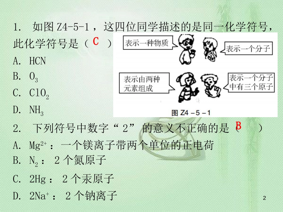 九年级化学上册 期末复习精炼 第四单元 自然界的水 专题五 化学式与化合价优质课件 （新版）新人教版_第2页