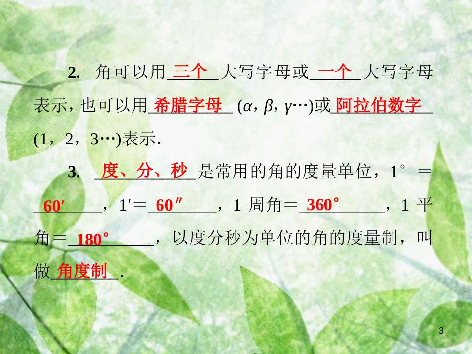 七年级数学上册 第4章 圆形的初步认识 4.6 角 第1课时 角的定义及表示方法优质课件 （新版）华东师大版_第3页