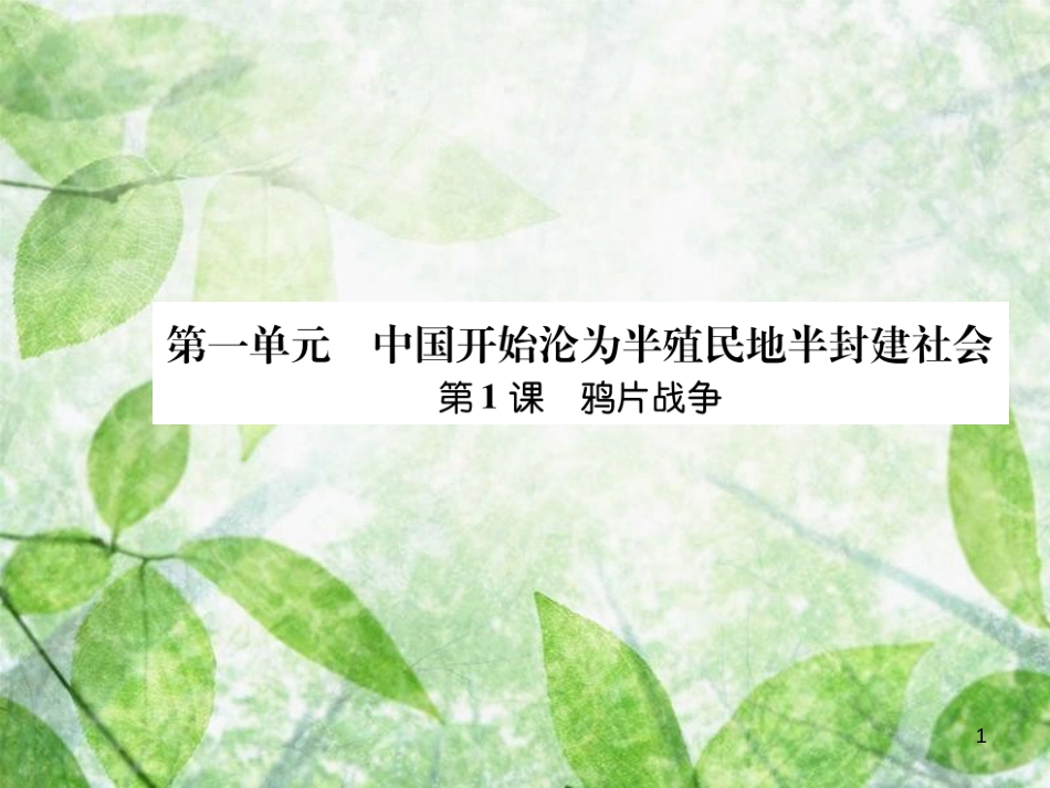 八年级历史上册 练习手册 第1单元 中国开始沦为半殖民地半封建社会 第1课 鸦片战争优质课件 新人教版_第1页