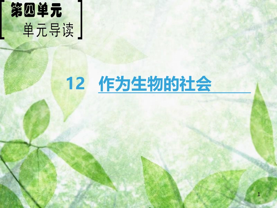 高中语文 第4单元 12 作为生物的社会优质课件 新人教版必修5_第1页