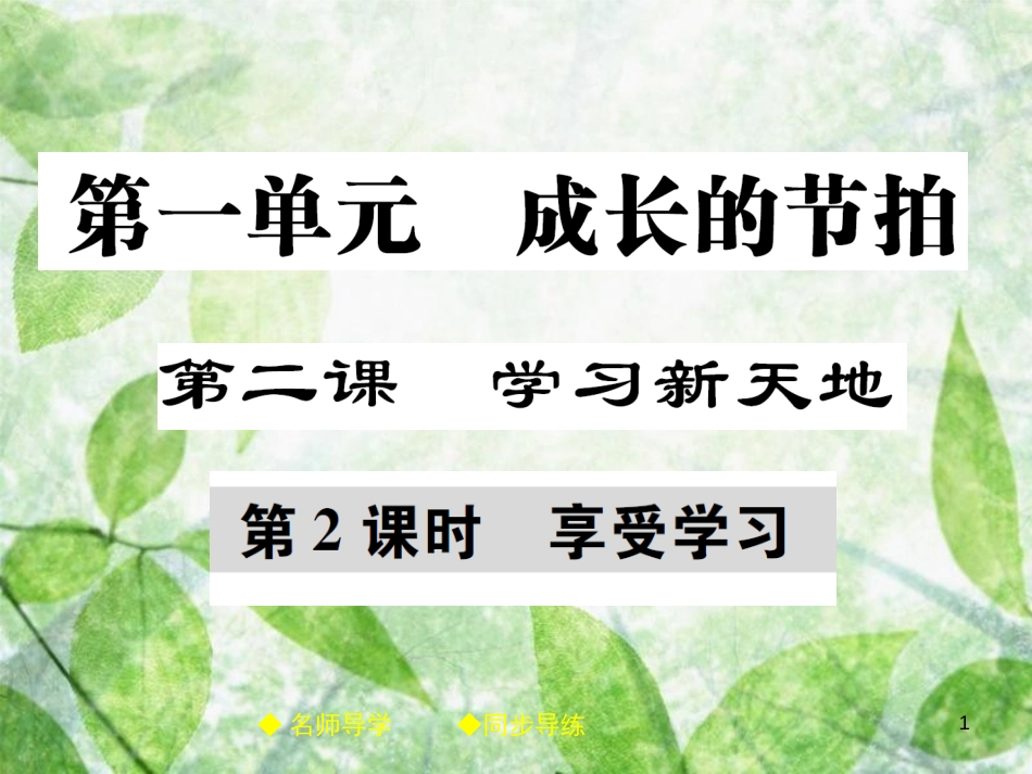 七年级道德与法治上册 第一单元 成长的节拍 第二课 学习新天地 第2框 享受学习优质课件 新人教版_第1页