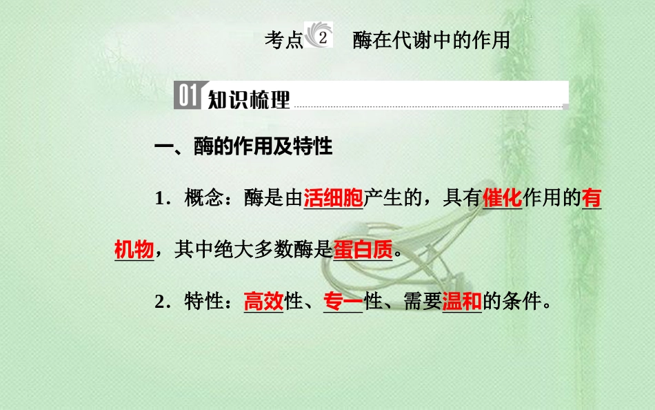 高中生物学业水平复习 专题三 细胞代谢 考点2 酶在代谢中的作用优质课件_第2页