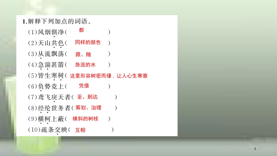 （玉林专用）八年级语文上册 第三单元 11 与朱元思书习题优质课件 新人教版_第3页