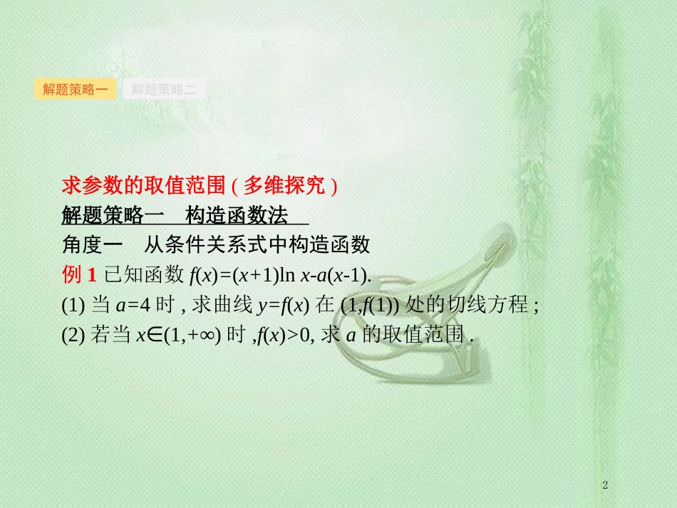 高考数学二轮复习 专题二 函数与导数 2.4.2 导数与不等式及参数范围优质课件 文_第2页