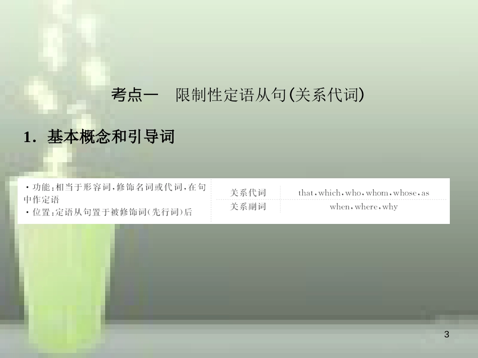 （全国卷）2019届高考英语一轮复习 语法部分 第九讲 定语从句优质课件 新人教版_第3页