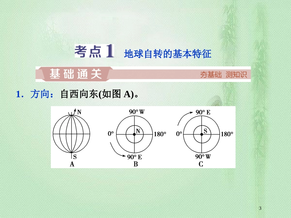 高考地理一轮复习 第1章 宇宙中的地球 第4讲 地球的自转及其地理意义优质课件 中图版_第3页