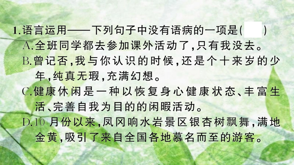 七年级语文上册 期末专题复习四 病句辨析优质课件 新人教版_第2页