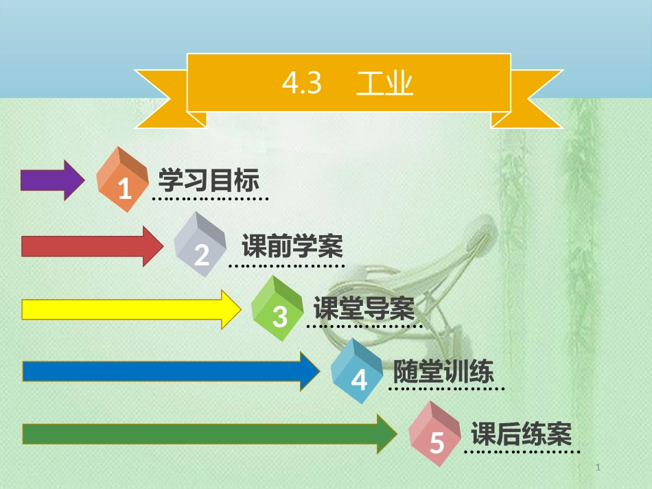 八年级地理上册 4.3 工业习题优质课件 （新版）新人教版_第1页