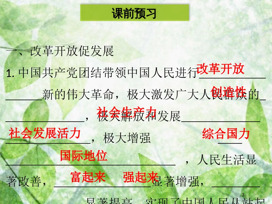 九年级道德与法治上册 第一单元 富强与创新 第一课 踏上强国之路 第1框 坚持改革开放优质课件 新人教版 (2)_第3页