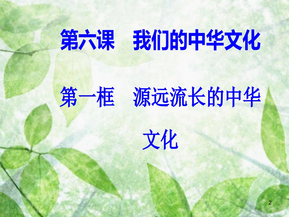 高中政治 第三单元 中华文化与民族精神 第六课 第一框 源远流长的中华文化优质课件 新人教版必修3_第2页