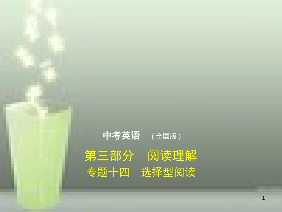 （全国通用）2019年中考英语复习 专题十四 选择型阅读（试卷部分）优质课件_第1页
