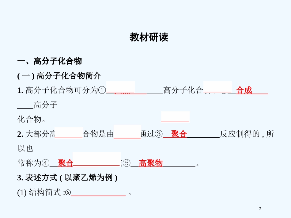 （北京专用）2019版高考化学一轮复习 第36讲 高分子化合物 有机合成优质课件_第2页