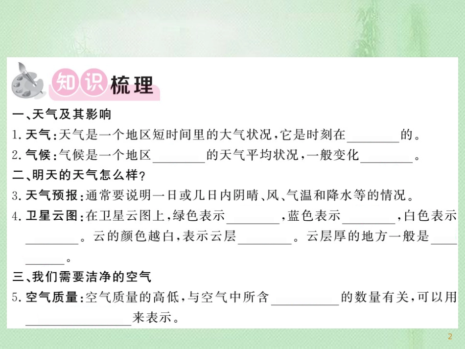 七年级地理上册 第3章 第一节 多变的天气习题优质课件 （新版）新人教版_第2页