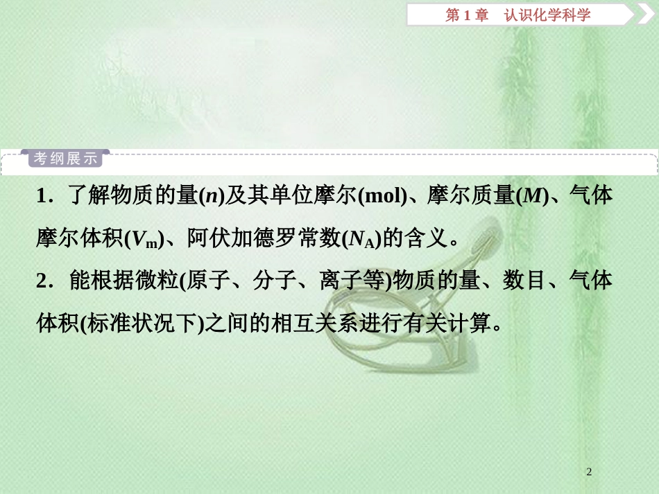高考化学一轮复习 第1章 认识化学科学 第3节 物质的量 气体摩尔体积优质课件 鲁科版_第2页