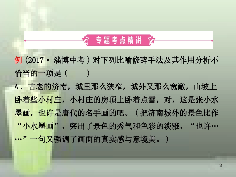 （淄博专版）2019届中考语文 专题五 修辞优质课件_第3页