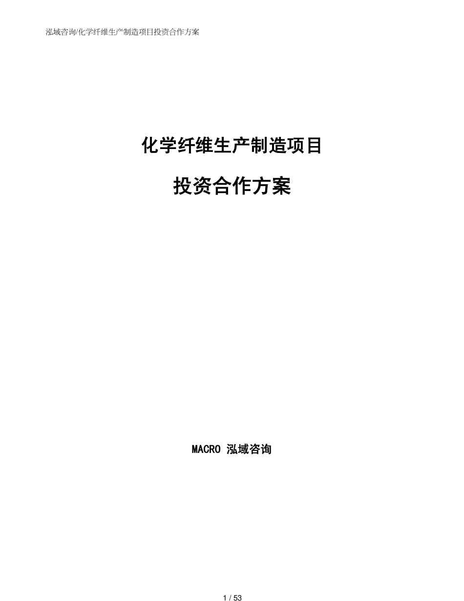 化学纤维生产制造项目投资合作方案模板_第1页