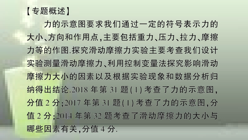 （遵义专版）八年级物理全册 专题复习六 力的示意图与科学探究滑动摩擦力习题优质课件 （新版）沪科版_第2页