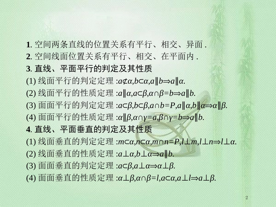 高考数学二轮复习 专题五 立体几何 5.2 空间关系、球与几何体组合练优质课件 文_第2页