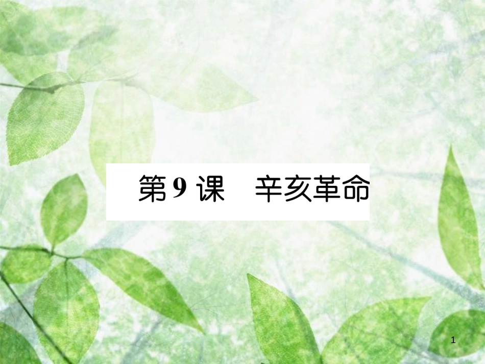 八年级历史上册 练习手册 第3单元 资产阶级民主革命与中华民国的建立 第9课 辛亥革命优质课件 新人教版_第1页