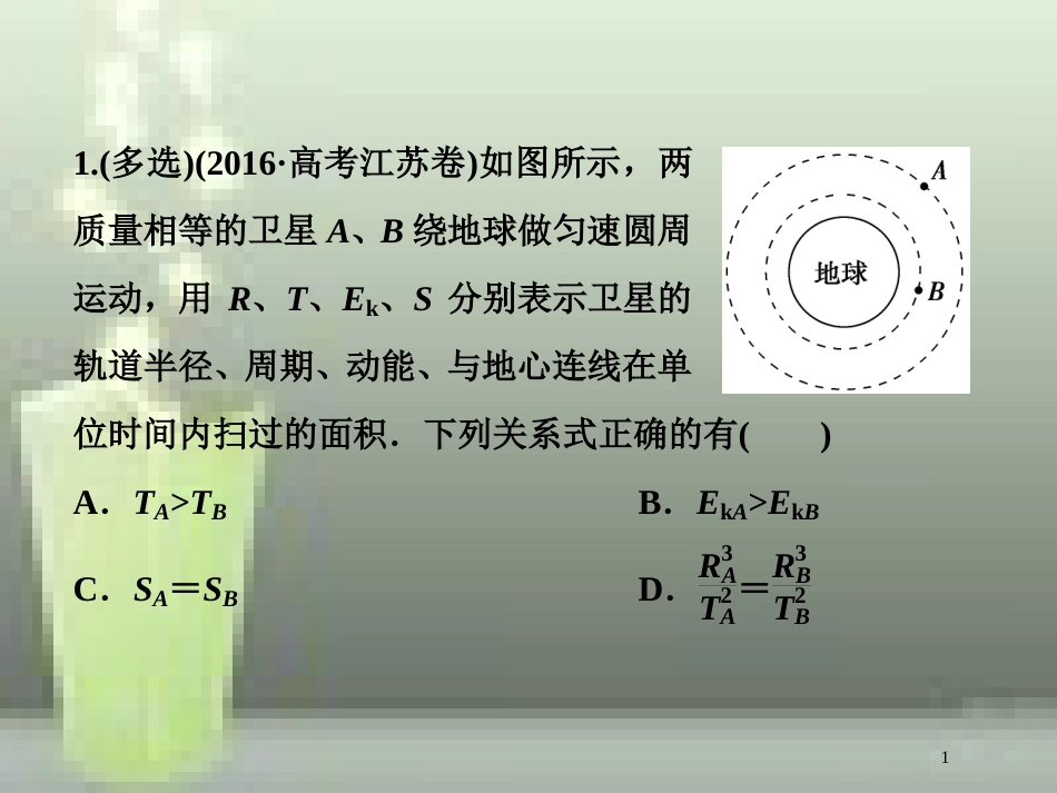 高考物理一轮复习 第四章 曲线运动万有引力与航天 第四节 万有引力与航天随堂达标巩固落实优质课件_第1页