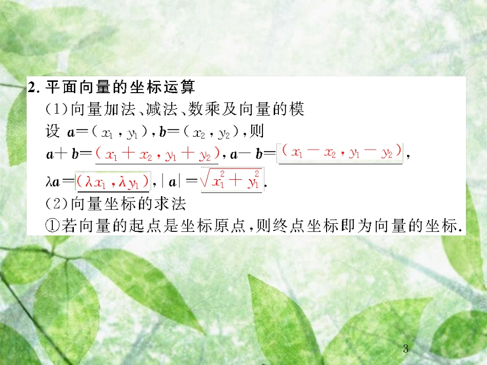 高考数学总复习 5.2 平面向量基本定理及坐标表示优质课件 文 新人教B版_第3页