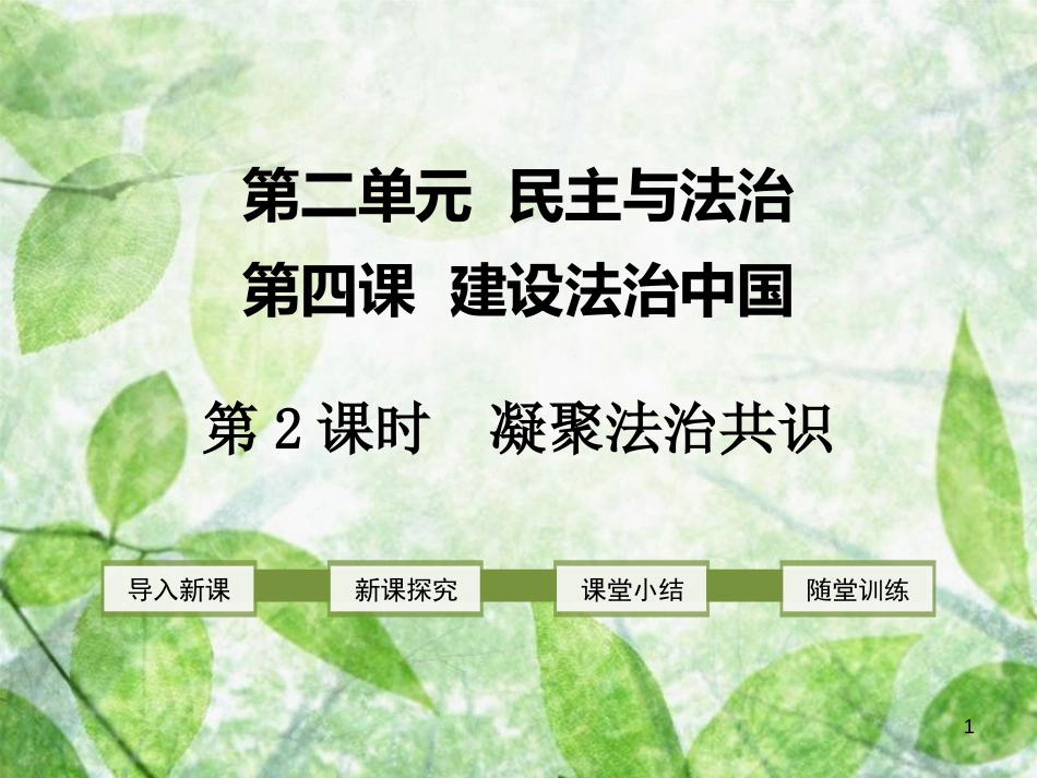 2018年九年级道德与法治上册 第二单元 民主与法治 第四课 建设法治中国 第2框 凝聚法治共识优质课件 新人教版_第1页