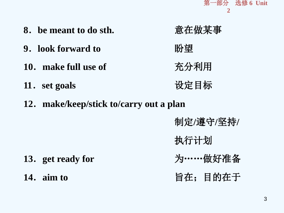 （江苏版）2019届高考英语一轮复习 第一部分 基础考点聚焦 Unit 2 What is happiness to you优质课件 牛津译林版选修6_第3页
