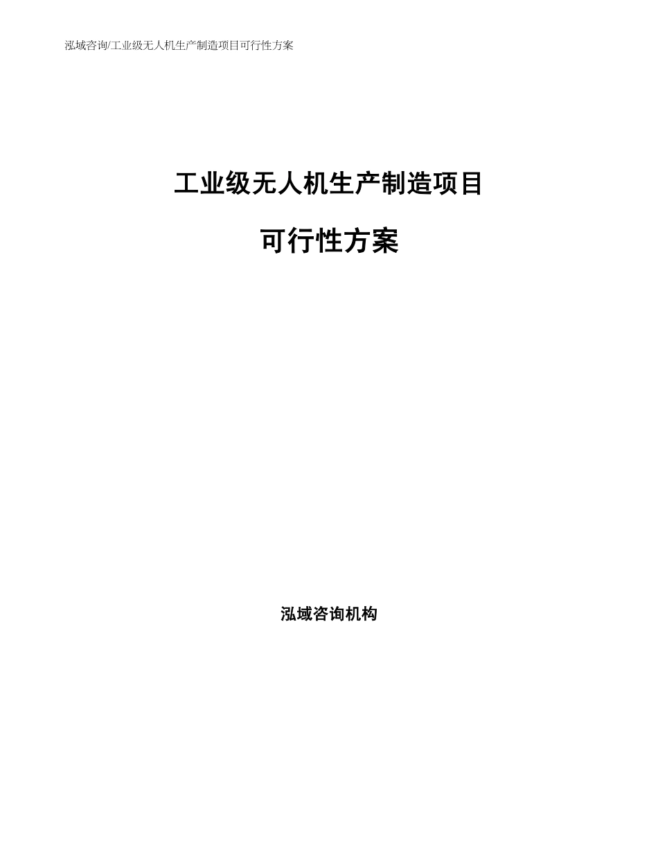 工业级无人机生产制造项目可行性方案参考模板_第1页