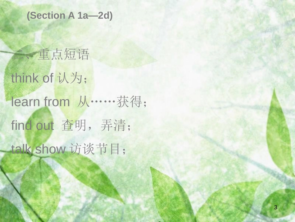 八年级英语上册 Unit 5 Do you want to watch a game show Monday（复现式周周练）习题优质课件 （新版）人教新目标版_第3页