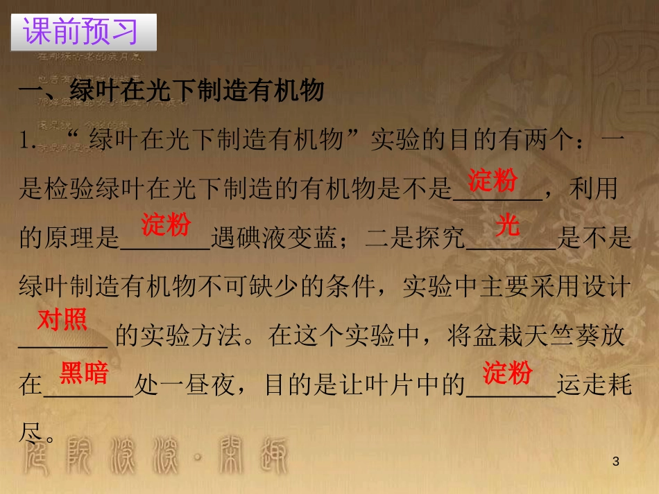 七年级生物上册 第三单元 第四章 绿色植物是生物圈中有机物的制造者优质课件 （新版）新人教版_第3页