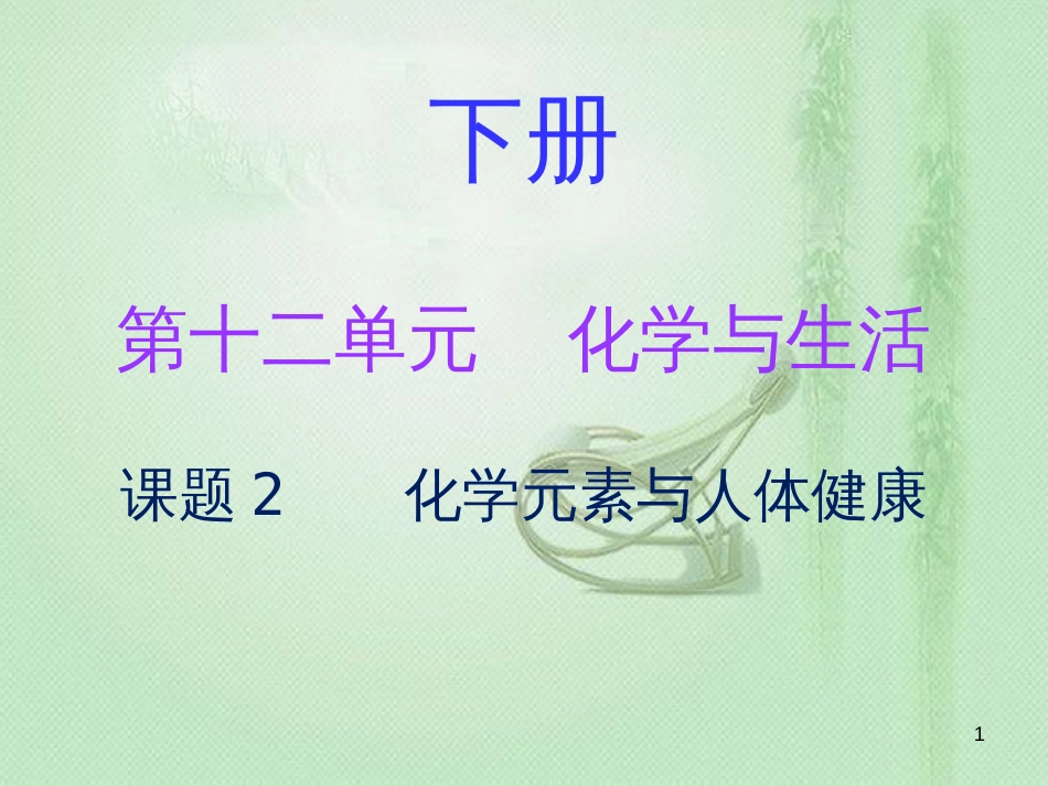 九年级化学下册 第十二单元 化学与生活 课题2 化学元素与人体健康（内文）优质课件 （新版）新人教版_第1页