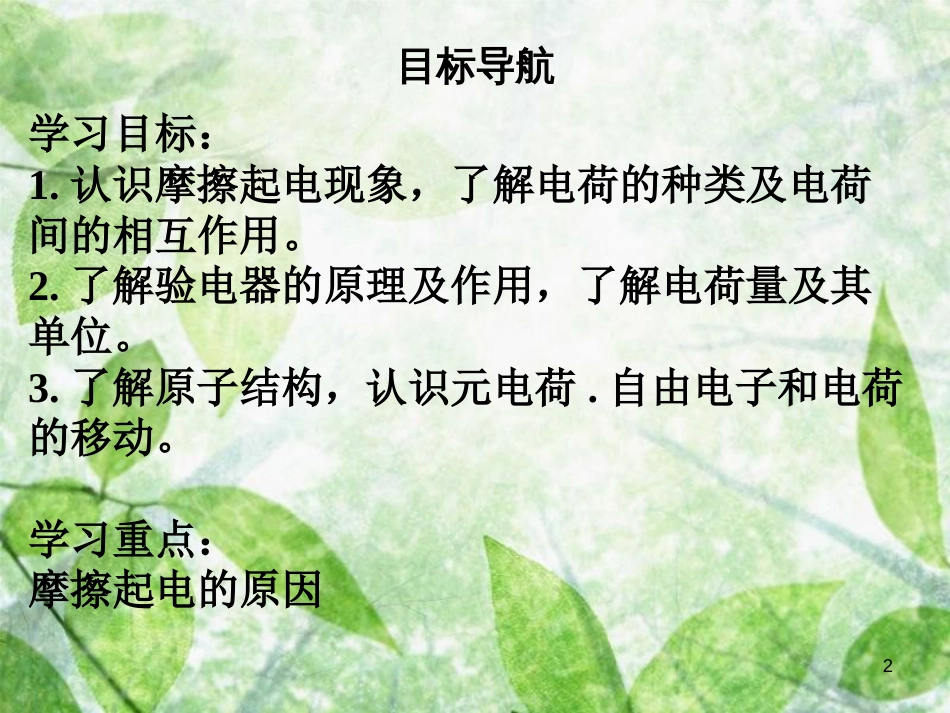 九年级物理全册 15.1 两种电荷习题优质课件 （新版）新人教版_第2页