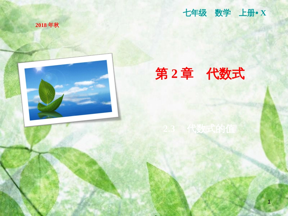 七年级数学上册 第2章 代数式 2.3 代数式的值优质课件 (新版)湘教版_第1页