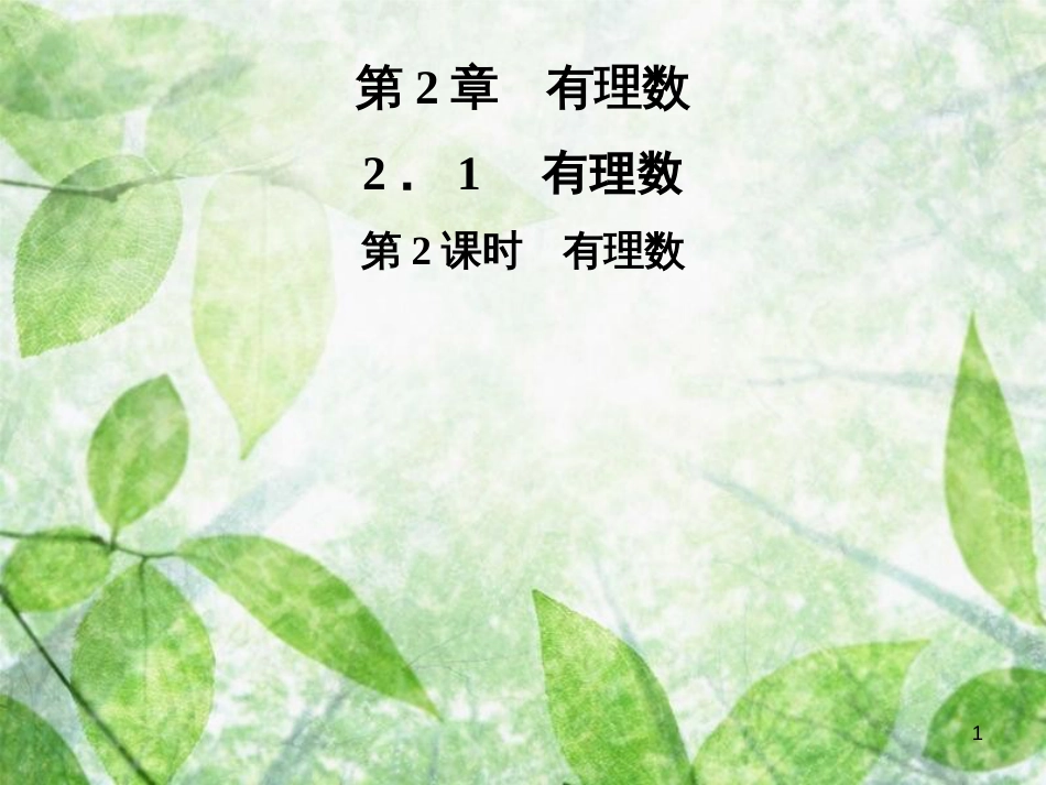 七年级数学上册 第2章 有理数 2.1 有理数 第2课时 有理数优质课件 （新版）华东师大版_第1页