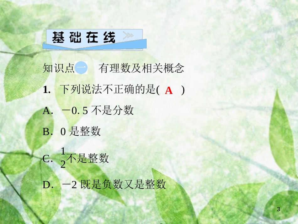 七年级数学上册 第2章 有理数 2.1 有理数 第2课时 有理数优质课件 （新版）华东师大版_第3页