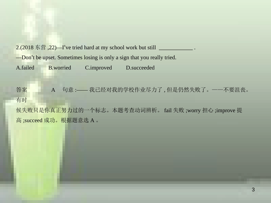 2019年中考英语复习 专题八 动词和动词短语（试卷部分）（含18年中考真题精解精析）优质课件_第3页