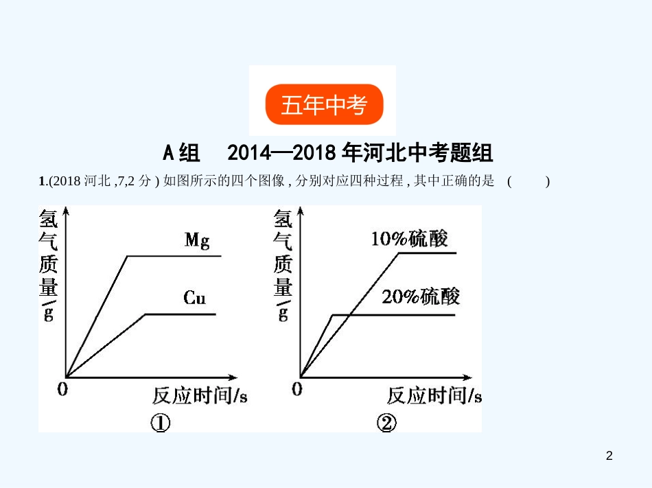 （河北专版）2019年中考化学复习 专题四 金属 金属矿物（试卷部分）优质课件_第2页