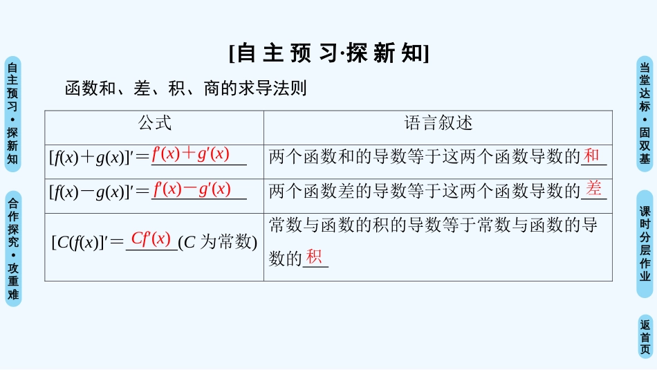 （江苏专用）高中数学 第三章 导数及其应用 3.2 导数的运算 3.2.2 函数的和、差、积、商的导数优质课件 苏教版选修1-1_第3页