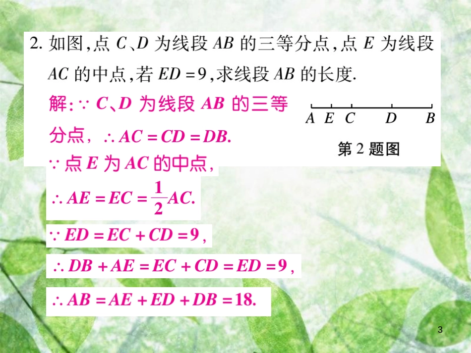 七年级数学上册 小专卷10 线段的计算优质课件 （新版）华东师大版_第3页