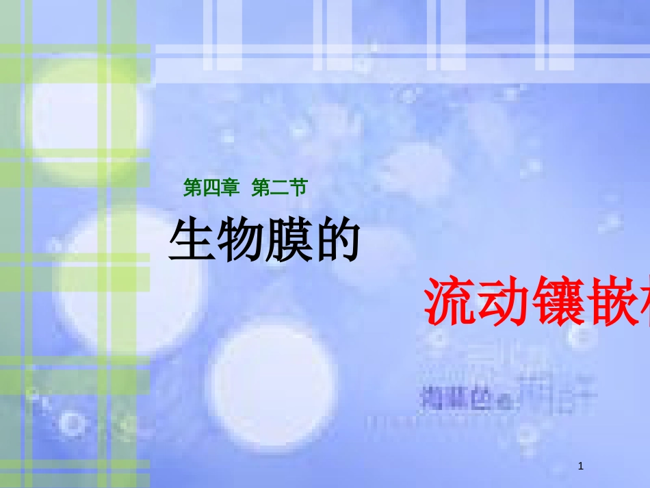 福建省寿宁县高中生物 第四章 生物膜的流动镶嵌模型课件 新人教版必修1_第1页