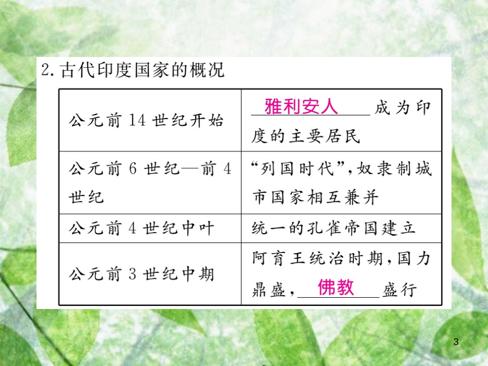 九年级历史上册 第一单元 亚非文明国家 第3课 古代印度习题优质课件 川教版_第3页