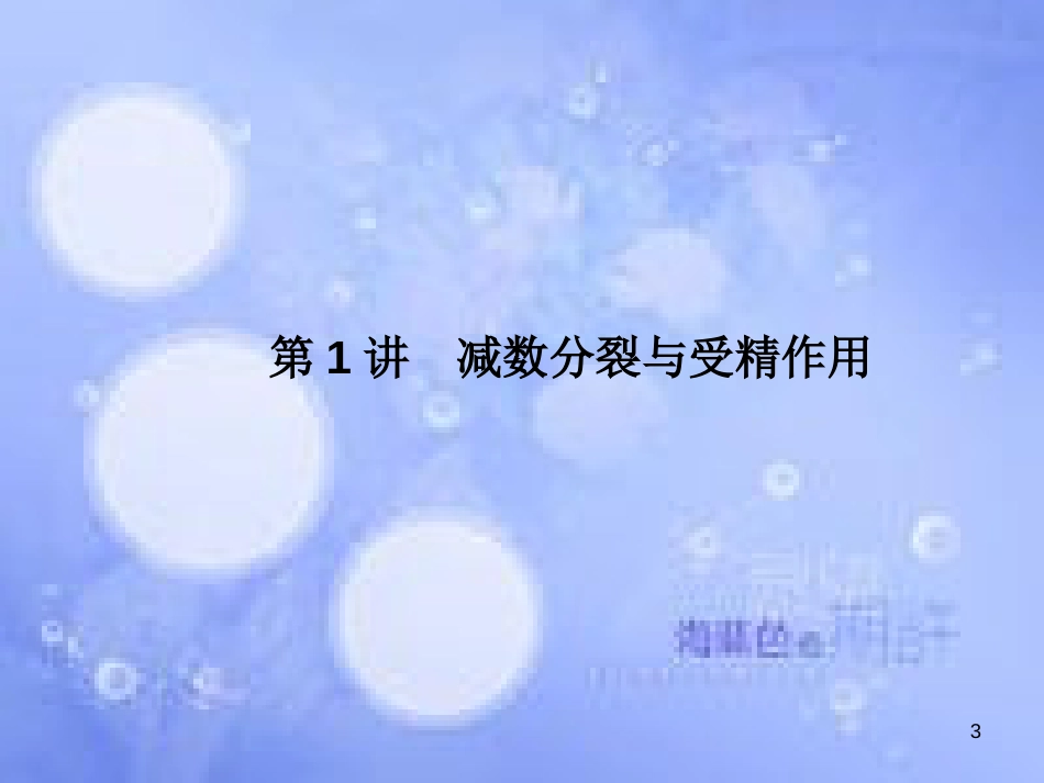 高考生物一轮复习 第二单元 基因和染色体的关系 第1讲 减数分裂与受精作课件 新人教版必修2_第3页