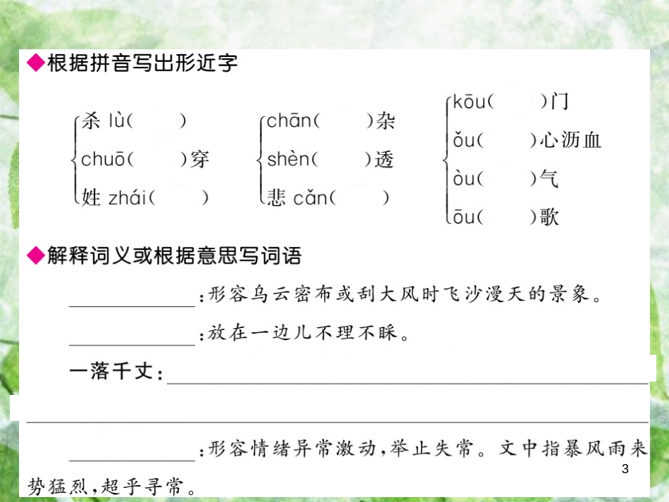 九年级语文上册 第四单元 16 孤独之旅习题优质课件 新人教版_第3页