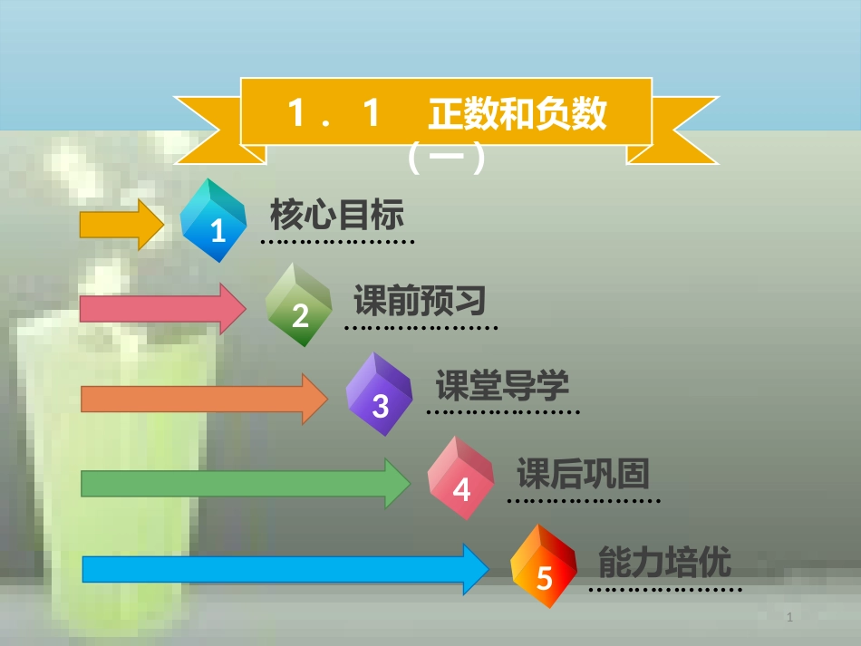 【名师导学】七年级数学上册 第一章 有理数 1.1 正数和负数（一）优质课件 （新版）新人教版_第1页